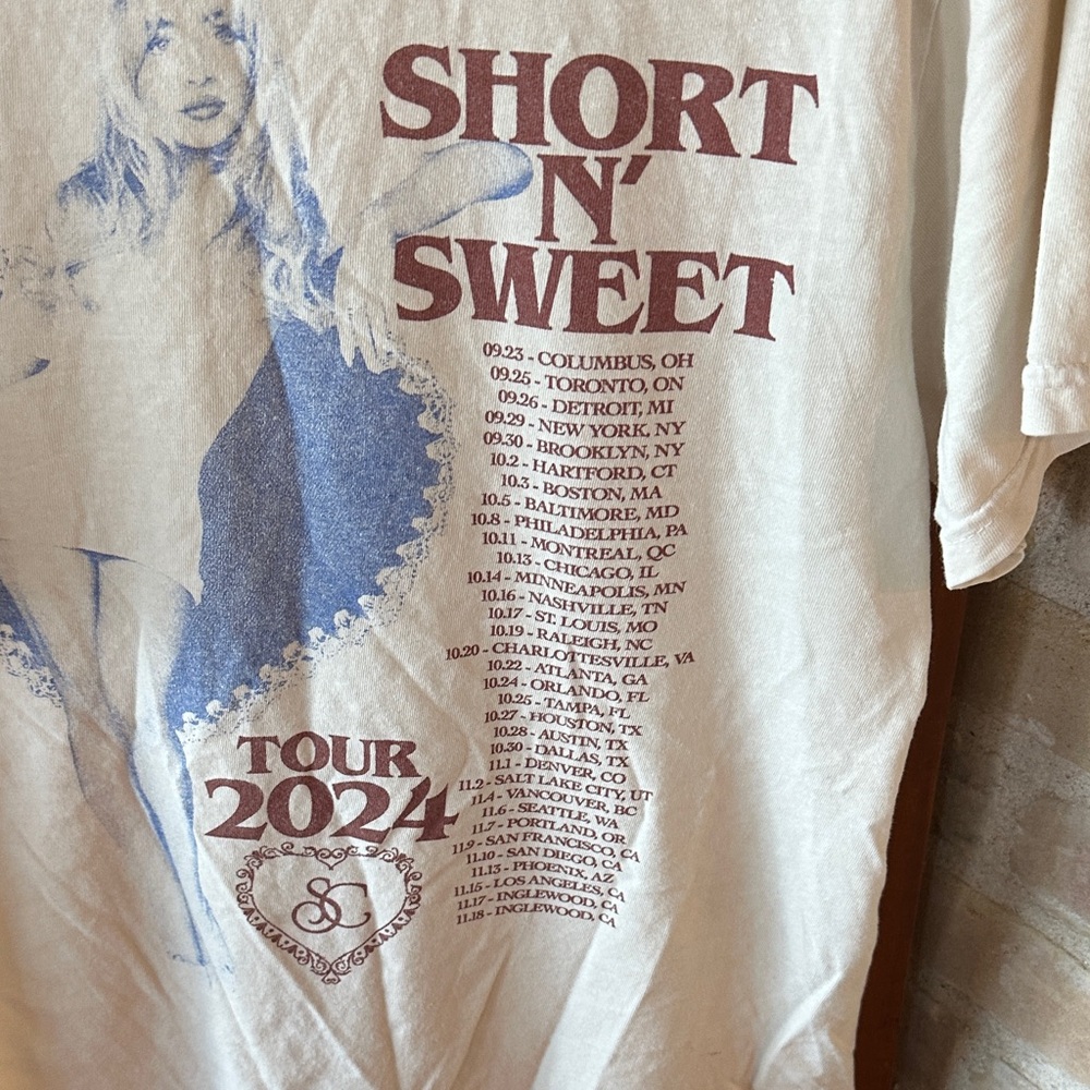 Sabrina Carpenter 2024 Short and Sweet Tour Graphic T-Shirt - Picture 4 of 10